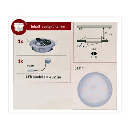 Paulmann 93963 - LED/7W IP23 Koupelnové stmívatelné podhledové svítidlo COIN 230V