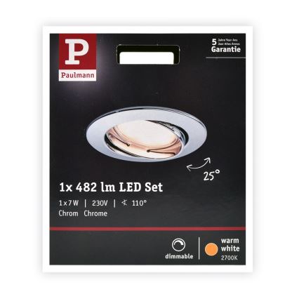 Paulmann 93965 - LED/7W Koupelnové stmívatelné svítidlo COIN 230V