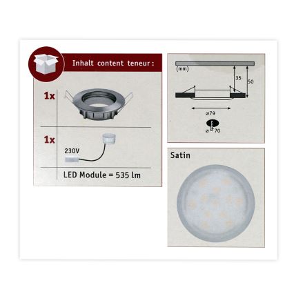 Paulmann 93975 - LED/6,8W IP44 Koupelnové podhledové svítidlo COIN 230V