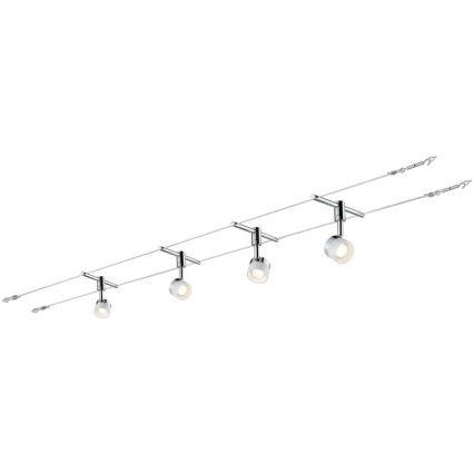 Paulmann 94080 - SADA 4xLED/4,8W Kompletní lankový systém STAGE 230V lesklý chrom