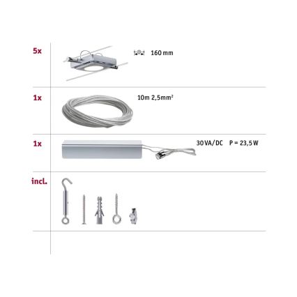 Paulmann 94108 - SADA 5xLED/4,3W Bodové svítidlo do lištového systému MAC 230V matný chrom