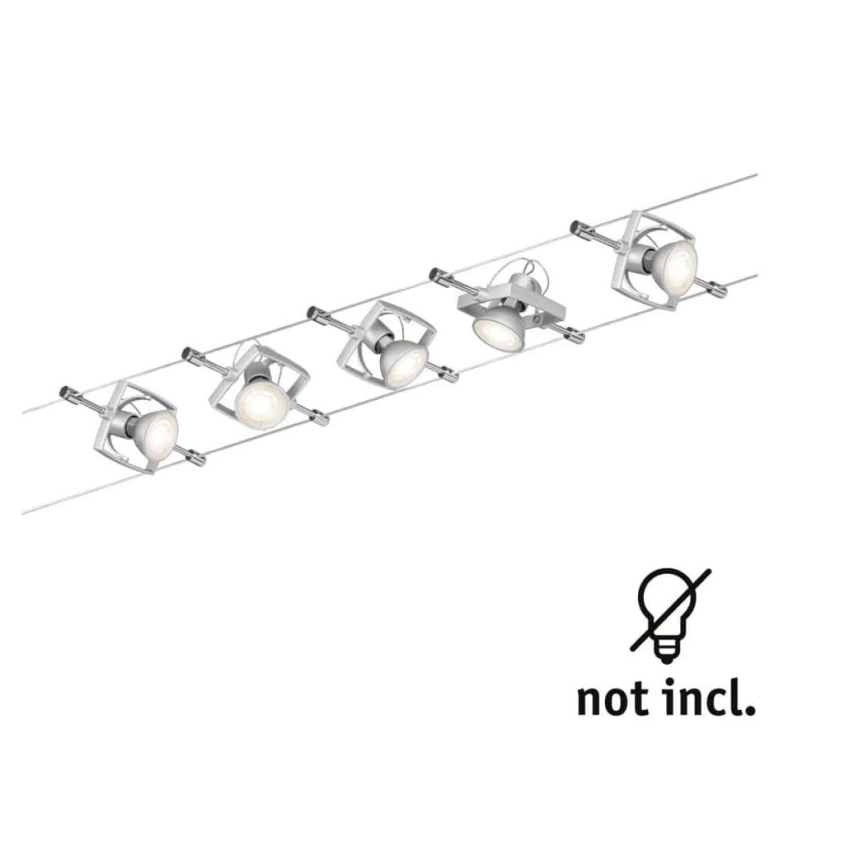 Paulmann 94133 - SADA 5xGU5,3/10W Kompletní lankový systém MAC 230V matný chrom