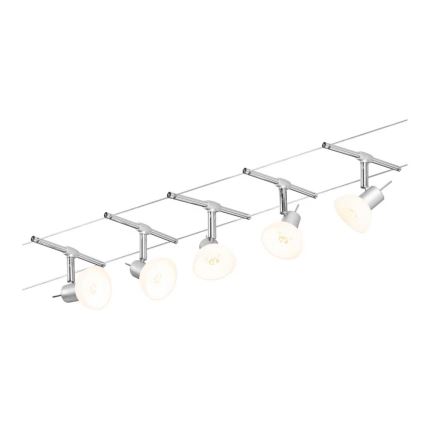 Paulmann 94136 - SADA 5xGU5,3/10W Kompletní lankový systém SHEELA 230V lesklý chrom
