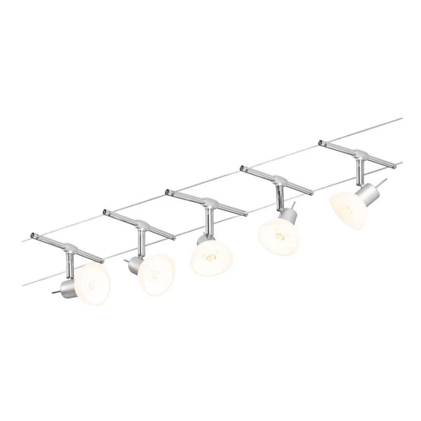 Paulmann 94136 - SADA 5xGU5,3/10W Kompletní lankový systém SHEELA 230V lesklý chrom