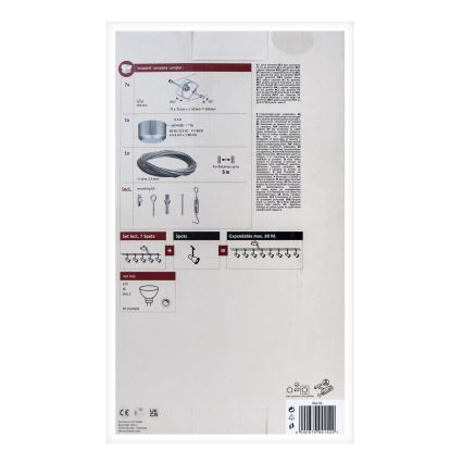 Paulmann 94152 - SADA 7xGU5,3/10W Bodové svítidlo do lankového systému MAC 230V matný chrom