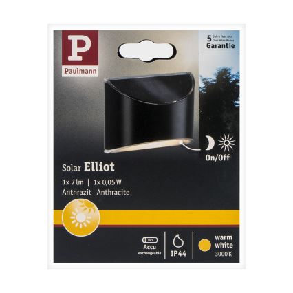 Paulmann 94233 - LED/0,05W IP44 Solární nástěnné svítidlo ELLIOT 1,2V 400 mAh