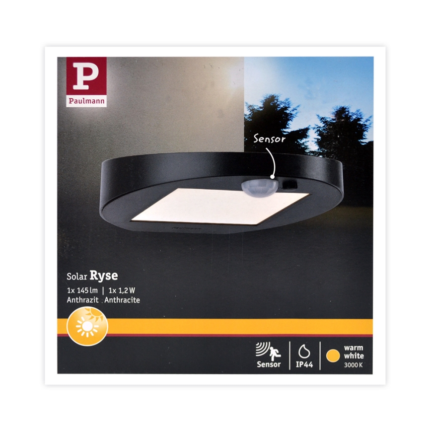 Paulmann 94246 - LED/1,2W IP44 Venkovní solární svítidlo se senzorem RYSE 3,7V 1800 mAh