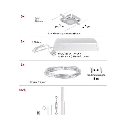 Paulmann 94420 - SADA 5xLED/4,5W Bodové svítidlo do lištového systému MAC 230V matný chrom