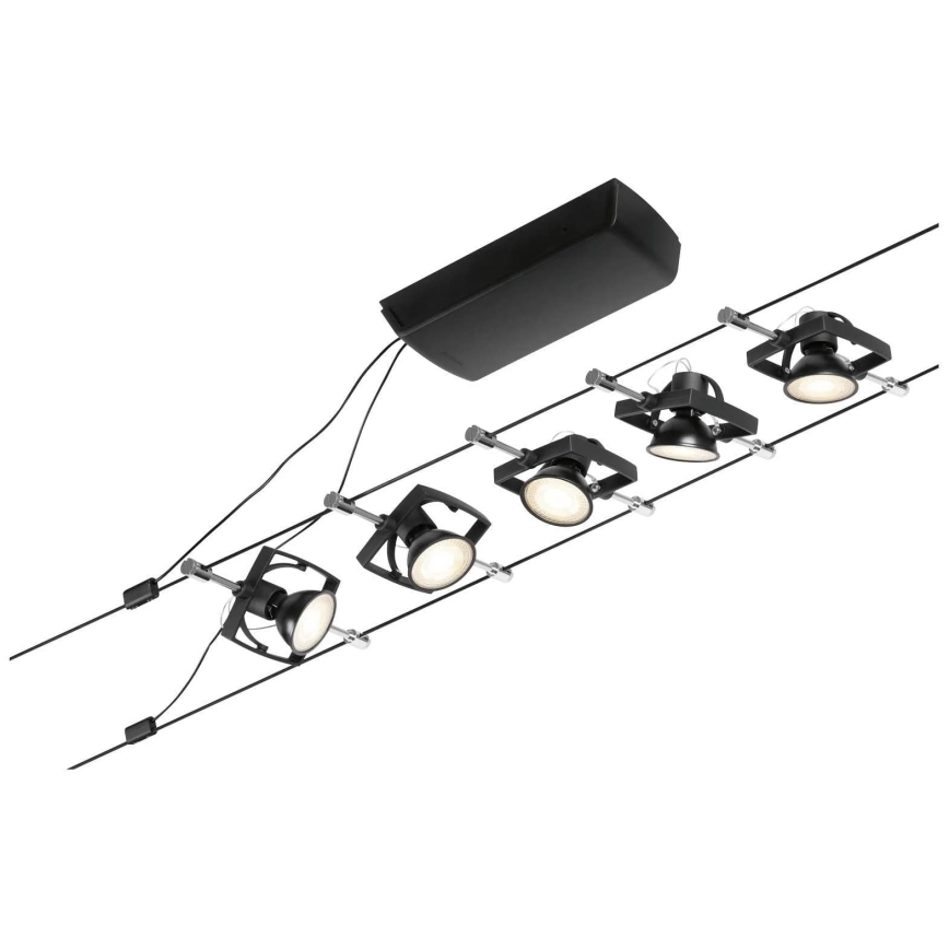 Paulmann 94434 - SADA 5xGU5,3/10W Bodové svítidlo do lankového systému MAC 230V černá