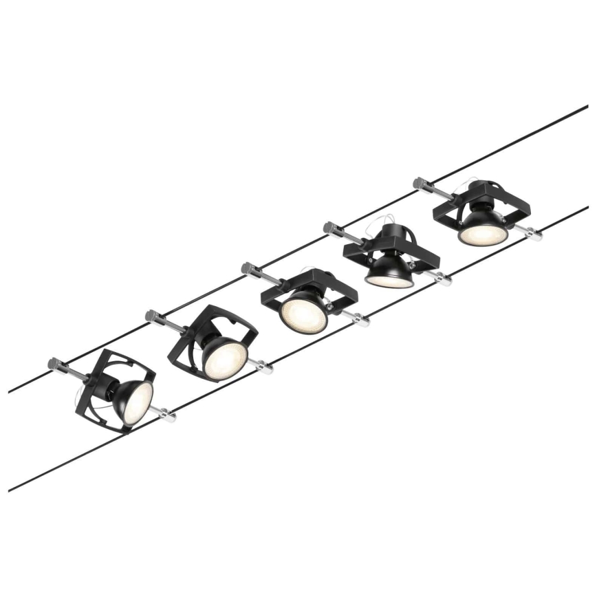 Paulmann 94434 - SADA 5xGU5,3/10W Bodové svítidlo do lankového systému MAC 230V černá