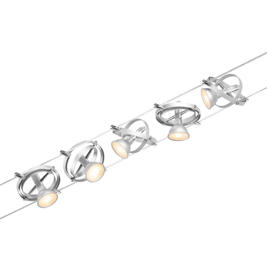 Paulmann 94436 - SADA 5xGU5,3/10W Kompletní lankový systém CARDAN 230V matný chrom