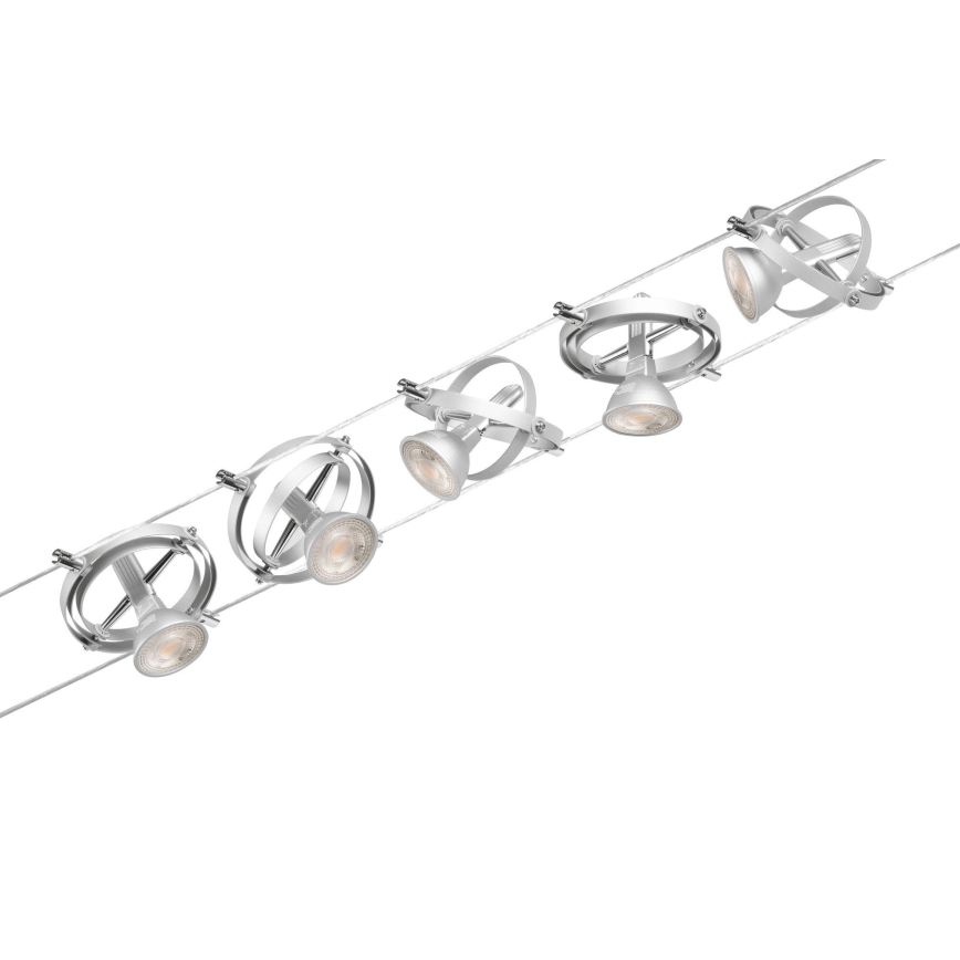 Paulmann 94436 - SADA 5xGU5,3/10W Kompletní lankový systém CARDAN 230V matný chrom