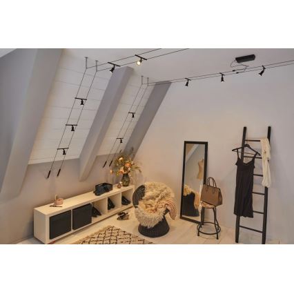 Paulmann 94446 - SADA 5xGU5,3/10W Kompletní lankový systém SALT 230V černá