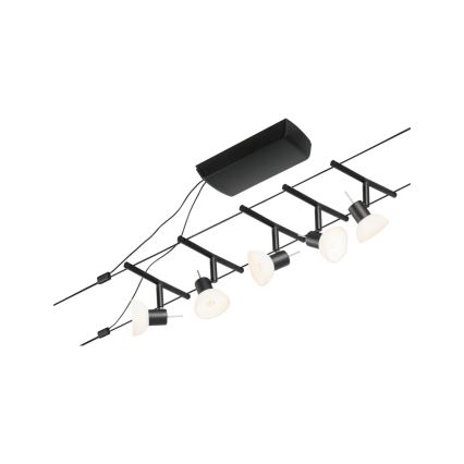 Paulmann 94450 - SADA 5xGU5,3/10W Kompletní lankový systém SHEELA 230V černá