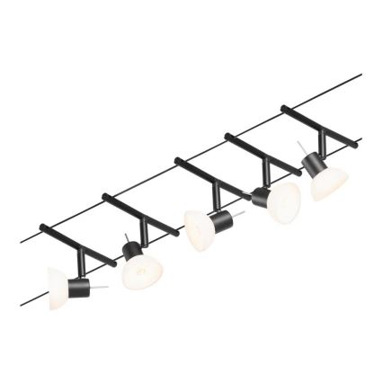 Paulmann 94450 - SADA 5xGU5,3/10W Kompletní lankový systém SHEELA 230V černá