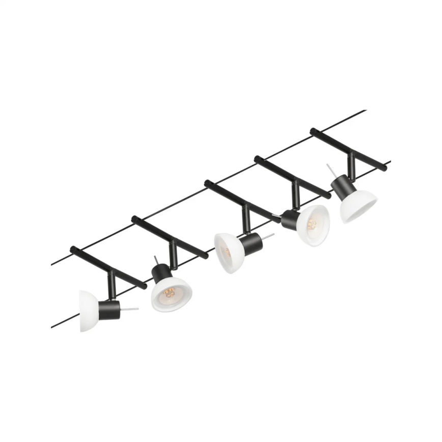 Paulmann 94450 - SADA 5xGU5,3/10W Kompletní lankový systém SHEELA 230V černá