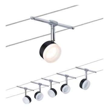 Paulmann 94457 - SADA 5xLED/4W Bodové svítidlo do lankového systému CLEAR 230V černá/lesklý chrom