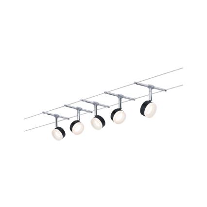 Paulmann 94457 - SADA 5xLED/4W Kompletní lankový systém CLEAR 230V černá/lesklý chrom