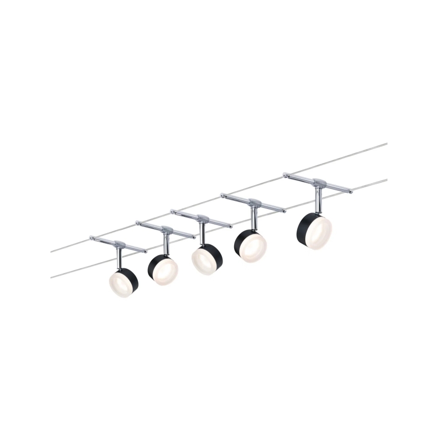Paulmann 94457 - SADA 5xLED/4W Kompletní lankový systém CLEAR 230V černá/lesklý chrom