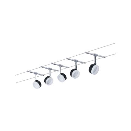 Paulmann 94457 - SADA 5xLED/4W Kompletní lankový systém CLEAR 230V černá/lesklý chrom