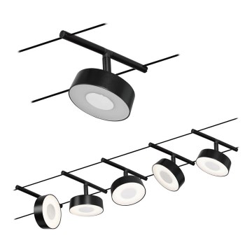 Paulmann 94479 - SADA 5xLED/5W Kompletní lankový systém CIRCLE 230V černá