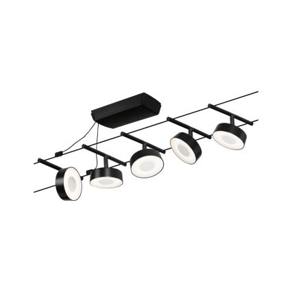 Paulmann 94479 - SADA 5xLED/5W Kompletní lankový systém CIRCLE 230V černá