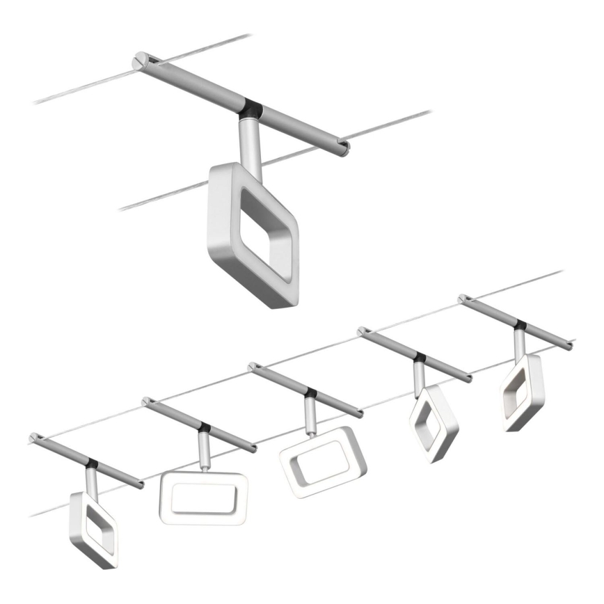 Paulmann 94481 - SADA 5xLED/4,8W Kompletní lankový systém FRAME 230V matný chrom