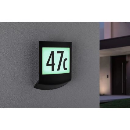 Paulmann 94513 - RGBW LED/8,2W IP44 Stmívatelné domovní číslo se senzorem pohybu a soumraku PADEA 230V antracit