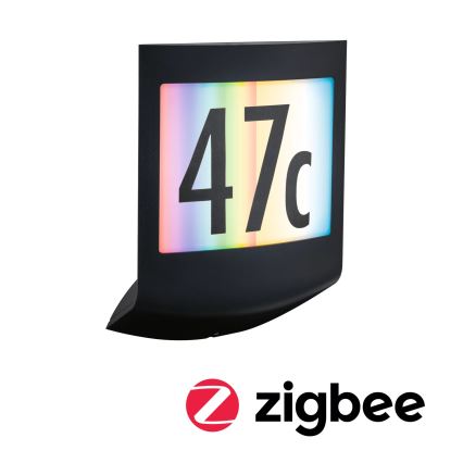 Paulmann 94513 - RGBW LED/8,2W IP44 Stmívatelné domovní číslo se senzorem pohybu a soumraku PADEA 230V antracit
