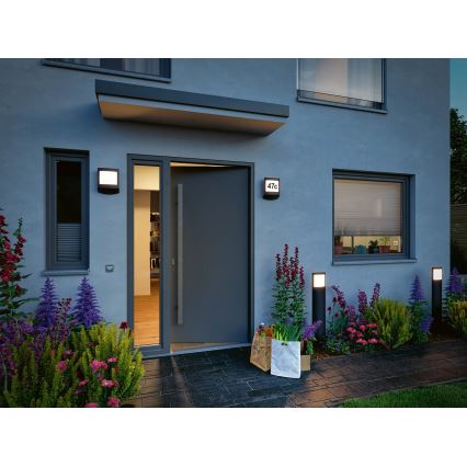 Paulmann 94514 - LED/8,5W IP44 Stmívatelné domovní číslo se senzorem pohybu a soumraku PADEA 230V antracit