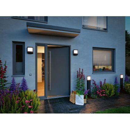 Paulmann 94514 - LED/8,5W IP44 Stmívatelná venkovní lampa se senzorem pohybu a soumraku PADEA 230V antracit