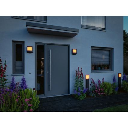 Paulmann 94515 - LED/8,5W IP44 Stmívatelná venkovní lampa se senzorem pohybu a soumraku PADEA 230V antracit