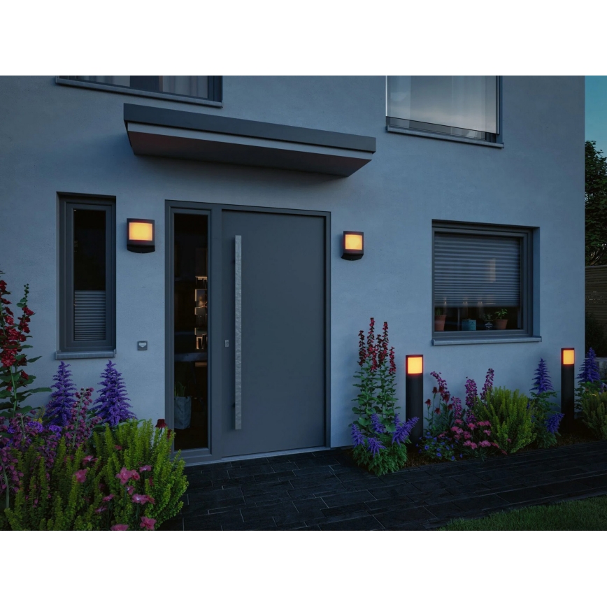 Paulmann 94515 - LED/8,5W IP44 Stmívatelná venkovní lampa se senzorem pohybu a soumraku PADEA 230V antracit