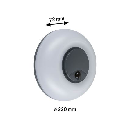 Paulmann 94956 - LED/20,5W IP65 Stmívatelné venkovní nástěnné svítidlo se senzorem pohybu a soumraku AUREVA 230V 2200/3000/4000K antracit