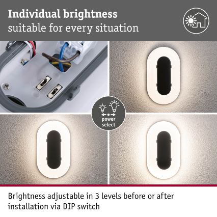 Paulmann 94957 - LED/18,5W IP65 Stmívatelné venkovní nástěnné svítidlo ELUNOR 230V 2200/3000/4000K antracit
