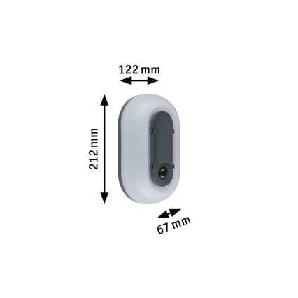 Paulmann 94958 - LED/18,5W IP65 Stmívatelné venkovní nástěnné svítidlo se senzorem pohybu a soumraku ELUNOR 230V 2200/3000/4000K antracit