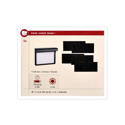 Paulmann 95388 - LED/0,05W IP44 Solární domovní číslo se senzorem DAYTON 1,2V 600 mAh