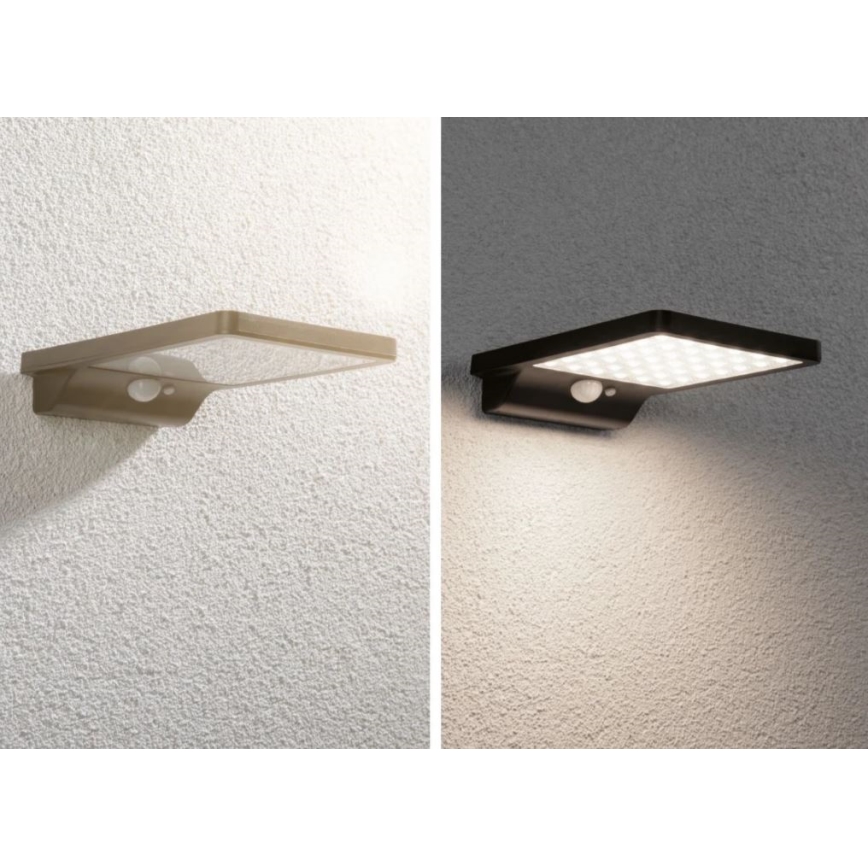 Paulmann 95393 - LED/4W IP44 Stmívatelné solární nástěnné svítidlo se senzorem SOLVEIG 3,7V 2000 mAh