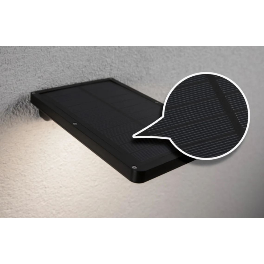 Paulmann 95393 - LED/4W IP44 Stmívatelné solární nástěnné svítidlo se senzorem SOLVEIG 3,7V 2000 mAh