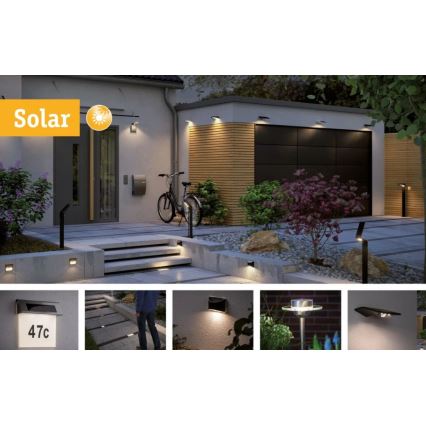 Paulmann 95393 - LED/4W IP44 Stmívatelné solární nástěnné svítidlo se senzorem SOLVEIG 3,7V 2000 mAh
