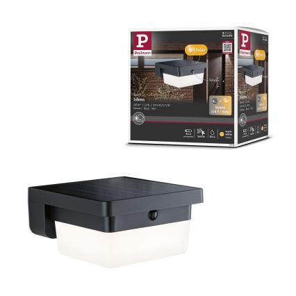 Paulmann 95748 - LED/2,3W IP44 Solární nástěnné svítidlo se senzorem ISLEEN 3,7/230V 4000 mAh černá