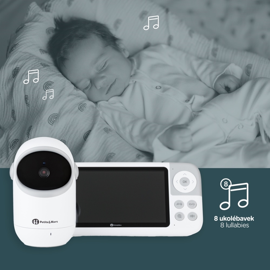 PETITE&MARS - Dětská chůvička s monitorem EVE 5.0 3,8V 3050 mAh