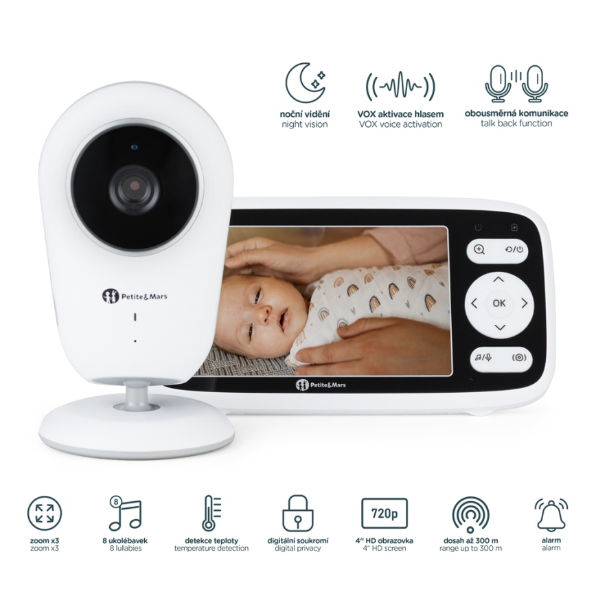 PETITE&MARS - Dětská chůvička s monitorem NANO 4.0 3,7V 1760 mAh