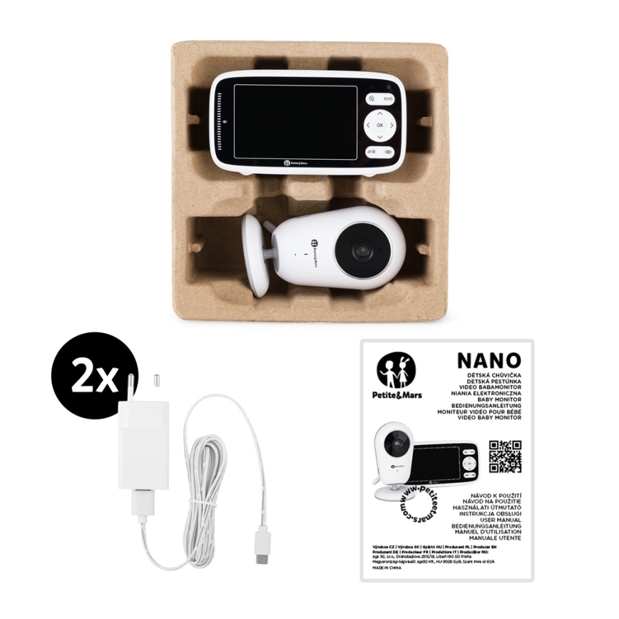 PETITE&MARS - Dětská chůvička s monitorem NANO 4.0 3,7V 1760 mAh
