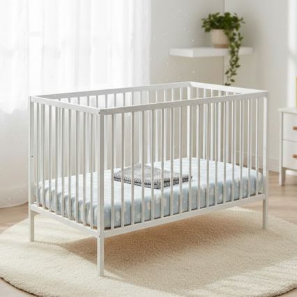 PETITE&MARS - Dětská postýlka + zábrana NELA BEECH 120x60 cm bílá/buk