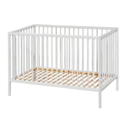 PETITE&MARS - Dětská postýlka + zábrana NELA BEECH 120x60 cm bílá/buk
