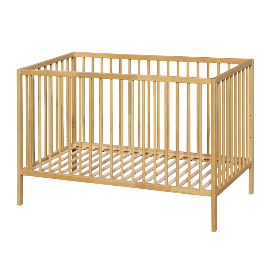 PETITE&MARS - Dětská postýlka + zábrana NELA BEECH 120x60 cm buk