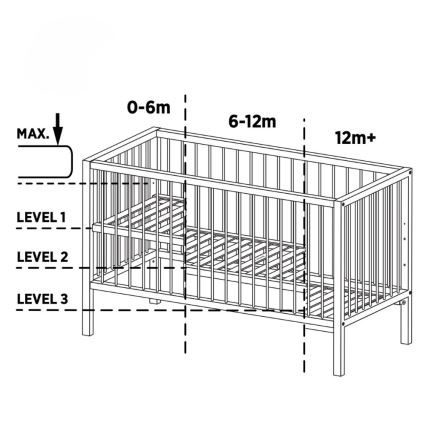 PETITE&MARS - Dětská postýlka + zábrana NELA BEECH 120x60 cm buk