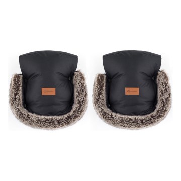 PETITE&MARS - Rukávníky na kočárek FURRY Forever Black