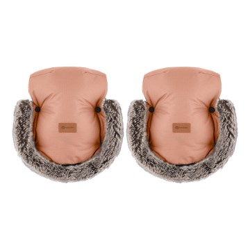 PETITE&MARS - Rukávníky na kočárek FURRY Pastel Peach